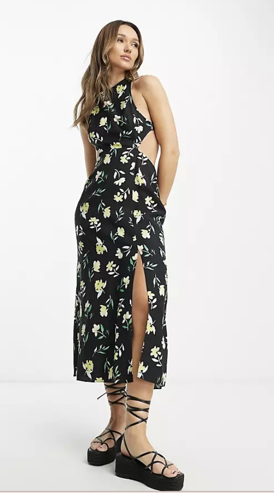 ASOS Cross Back Midi Sundress Floral Print