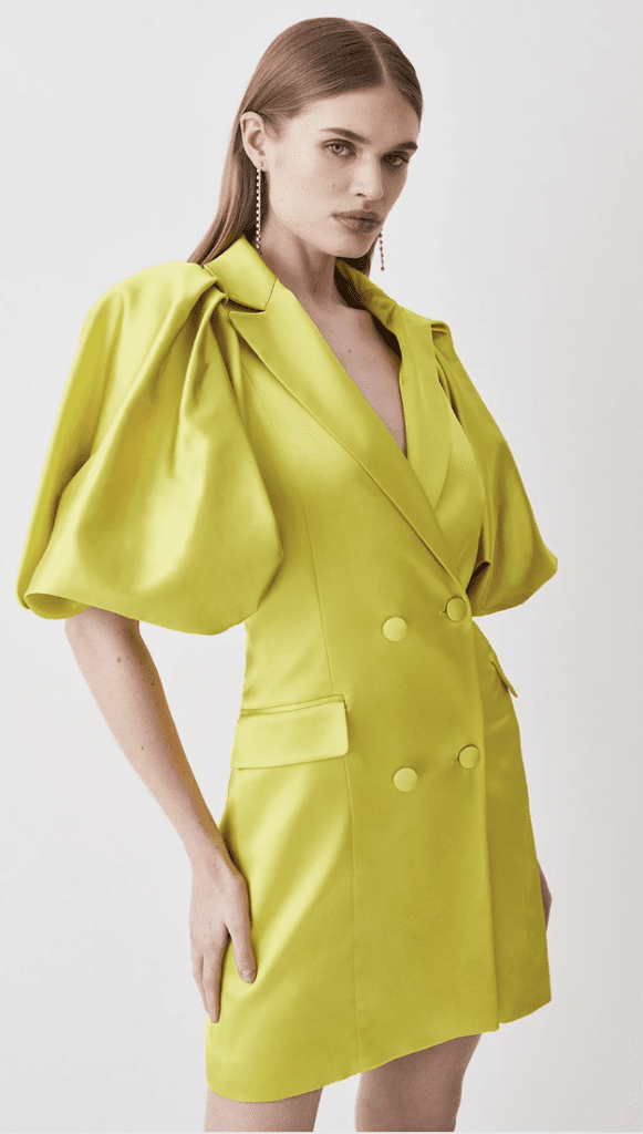 Italian Structured Karen Millen Satin Statement Sleeve Double Breasted Mini Dress Yellow Our Favourite Summer Dresses for 2023 