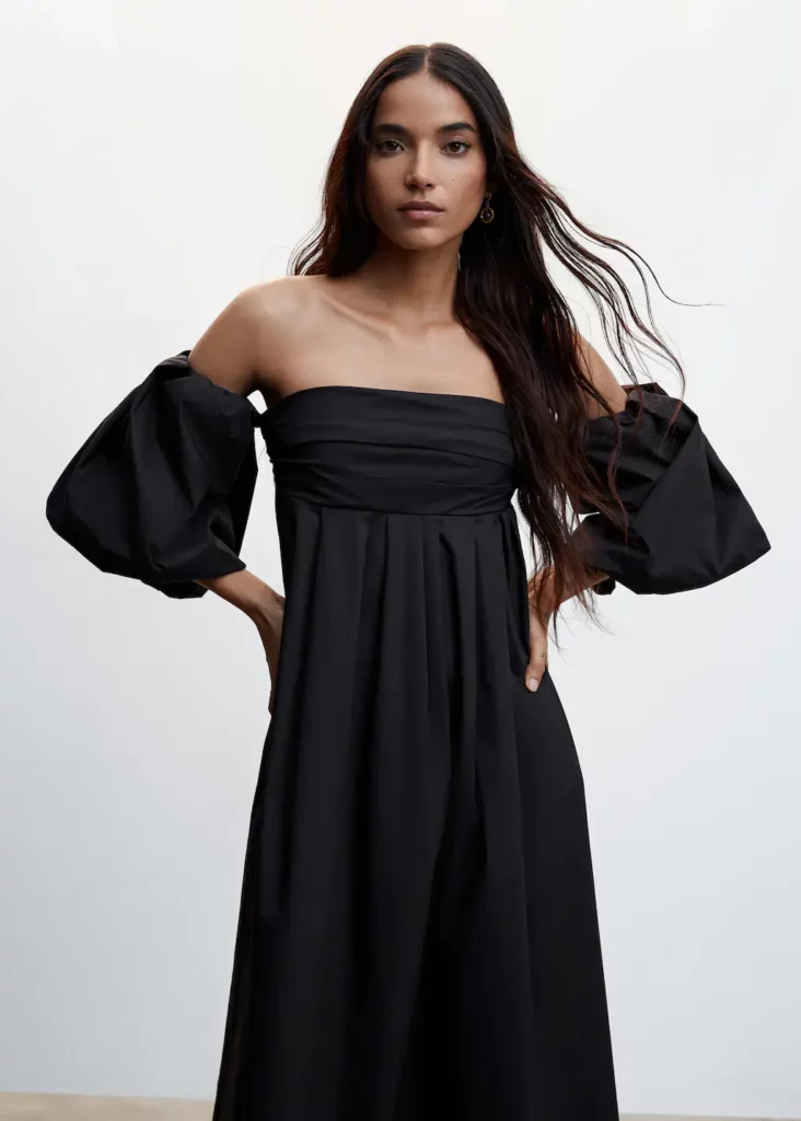 Mango Puffed Sleeve Midi Dress Black Our Favourite Summer Dresses for 2023 