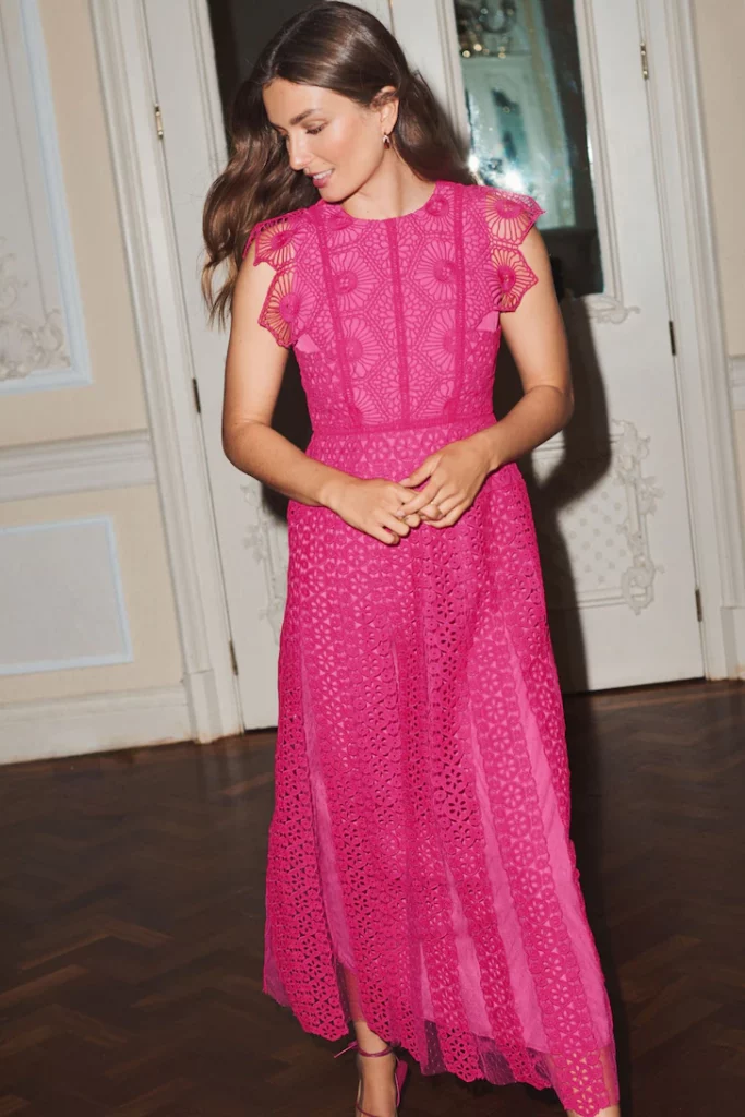 Next Crochet Lace Short Sleeve Occasion Midi Dress Pink Our Favourite Summer Dresses for 2023 