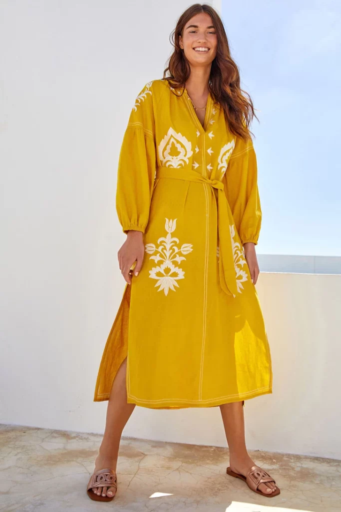Next Linen Rich Embroidered Midi Dress Yellow Our Favourite Summer Dresses for 2023 