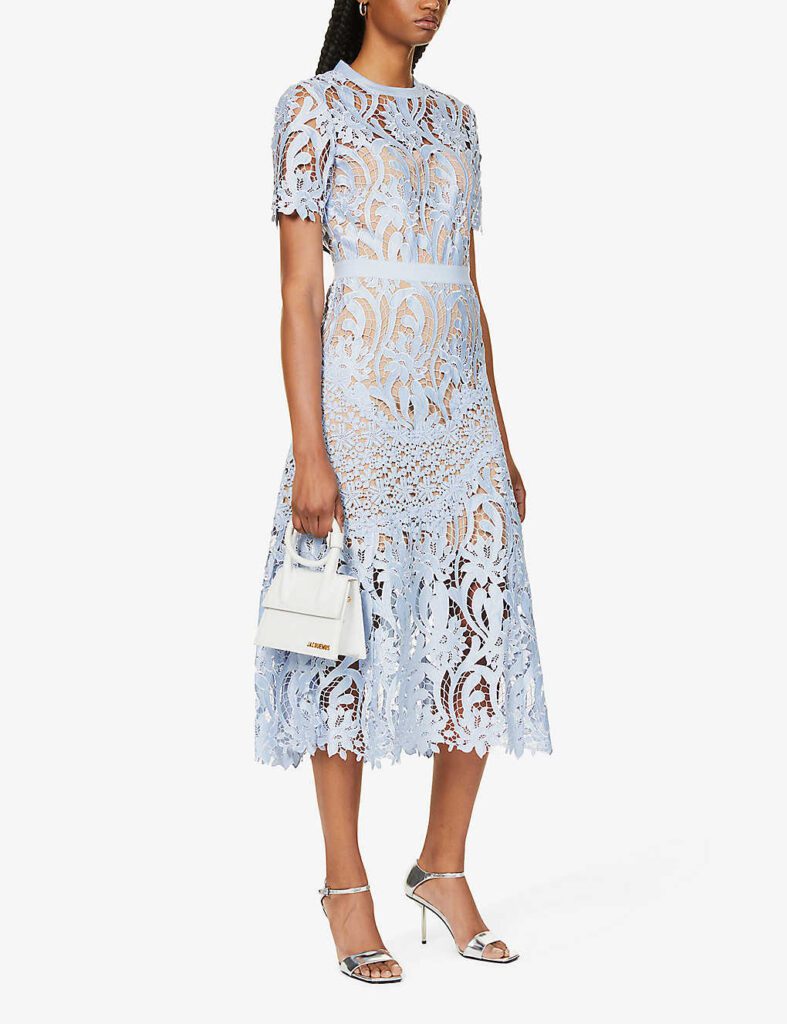 Self Portrait Praire Floral Lace Woven Midi Dress