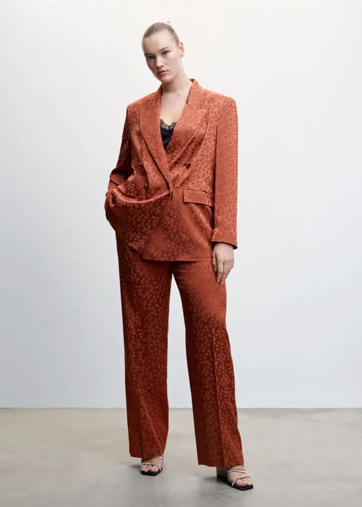 Mango-Satin-Printed-Burnt-Orange-Suit