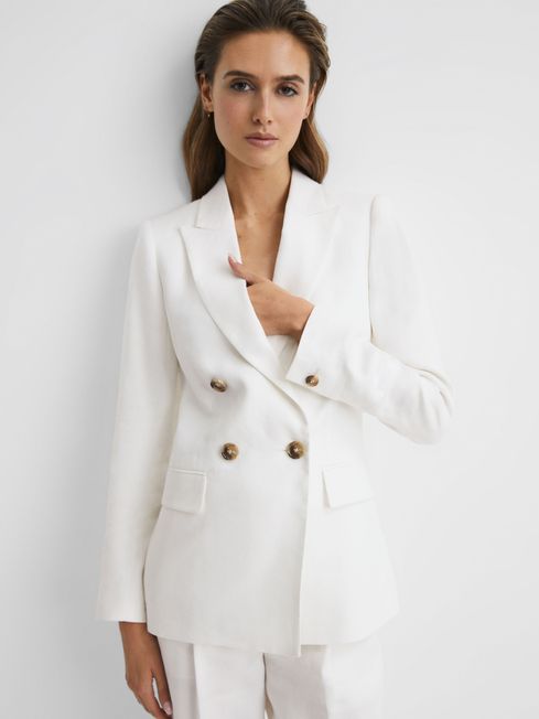 Reiss-Hollie-Linen-Blazer-White