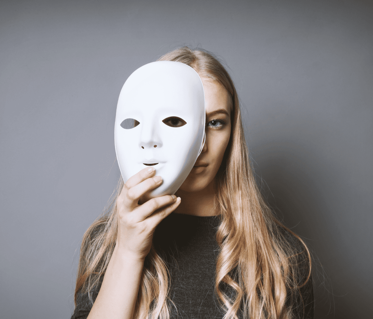 woman masking imposter syndrome 