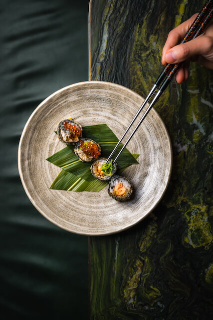 Seared Hamachi Prawn Tempura Roll - Aubrey, London