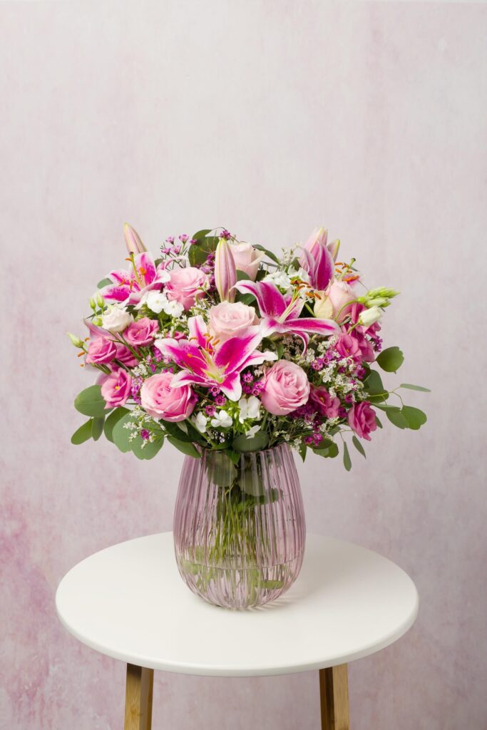Bunches Bouquet In Pink Vase - Best Flower Delivery UK Subscription Service