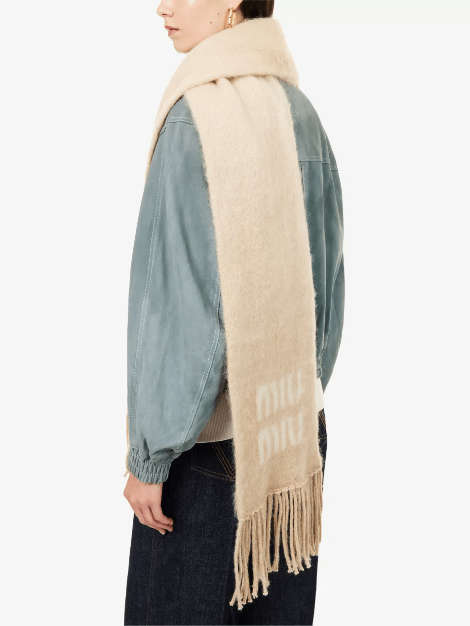 MIU MIU Fringed Brushed Wool-Blend Scarf