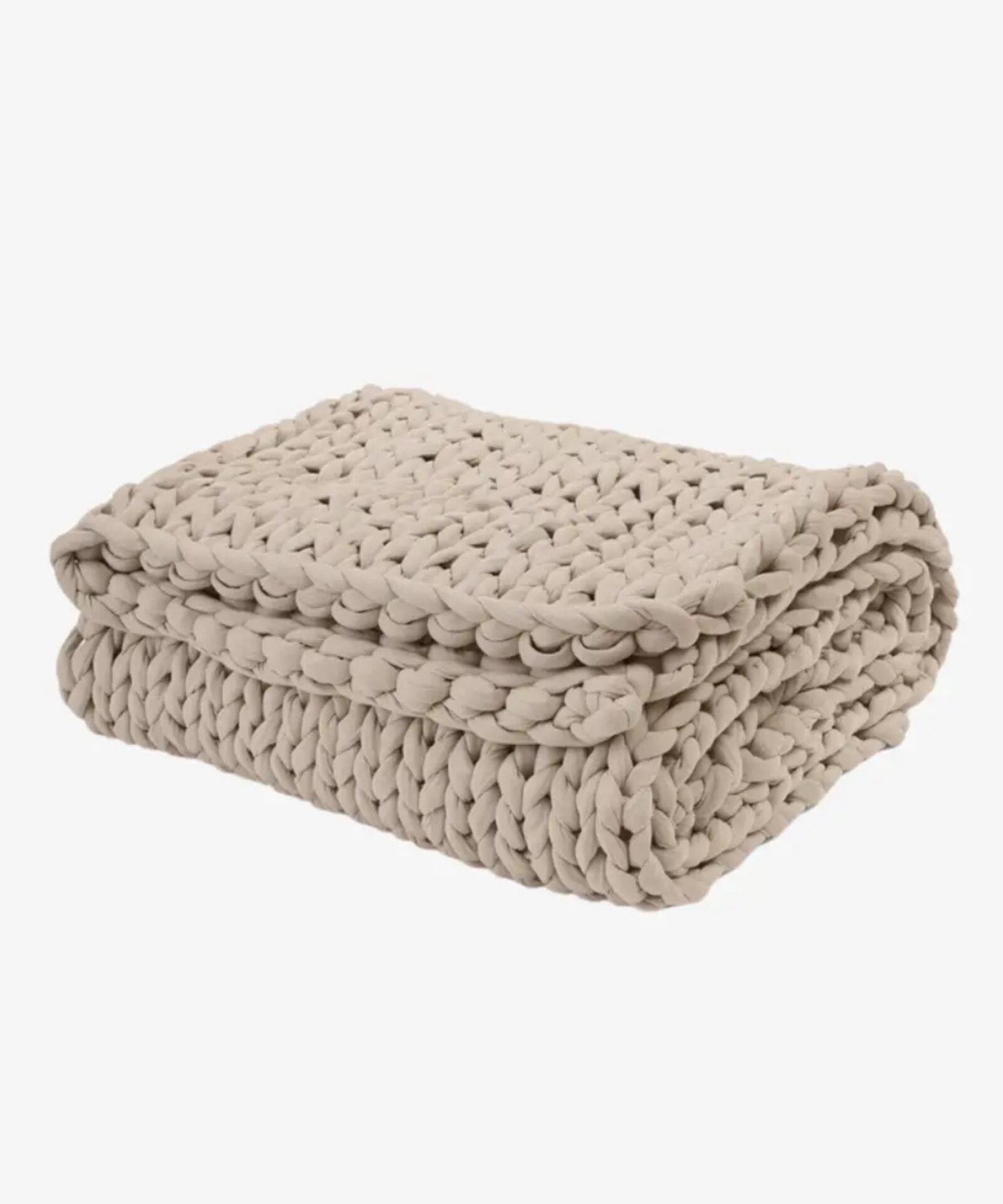 Bearaby Cotton Weighted Blanket in Driftwood with chunky hand-knitted design