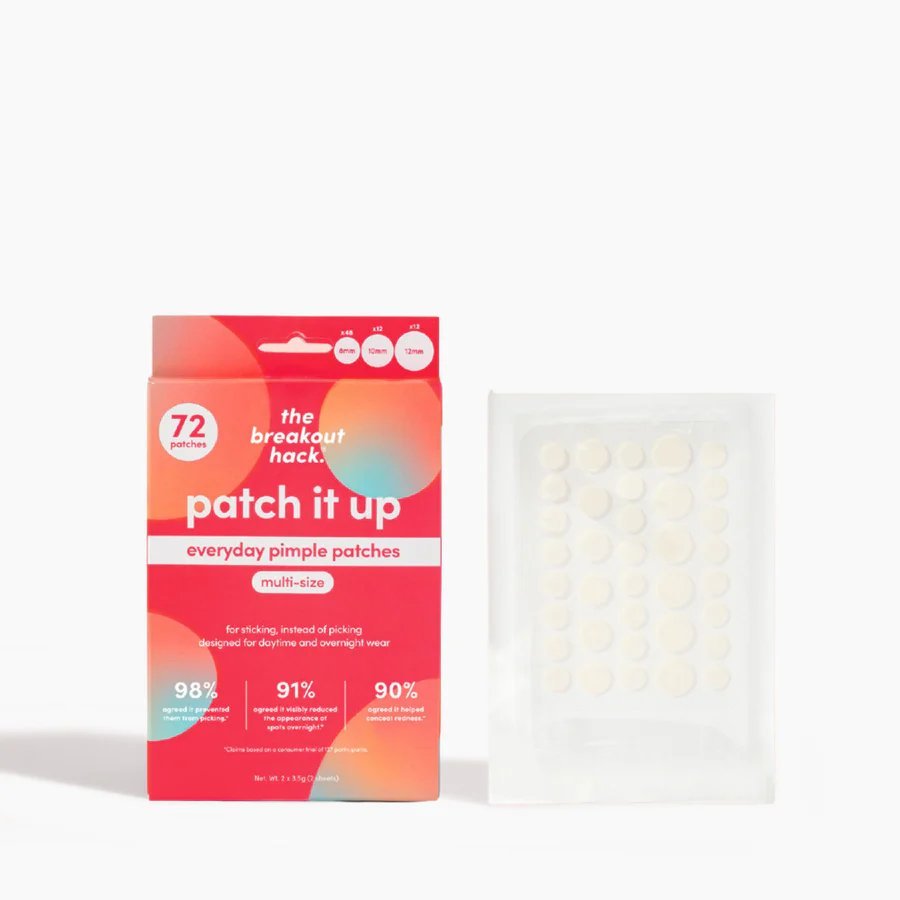 The Breakout Hack, Everyday pimple patches, a red box with the sheet of patches displayed next to it