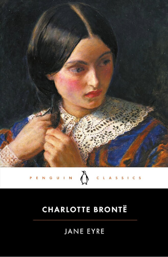 Cover of Jane Eyre by Charlotte Brontë, featuring a classic painted portrait of a young woman against a dark background. The subdued, traditional design mirrors the novel’s gothic atmosphere and its heroine’s intense inner life and moral resolve.