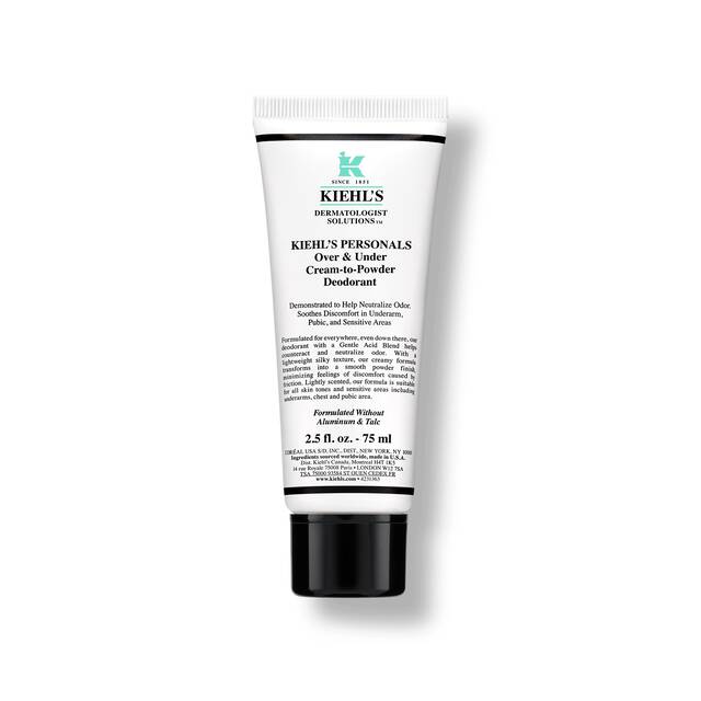 Kiehl's Over & Under Cream-to-Powder Deodorant tube against a white background