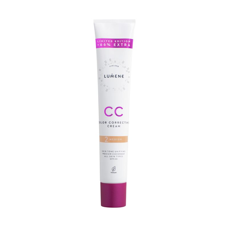 Lumene CC Colour Correcting Cream in a tube, labelled as shade Medium