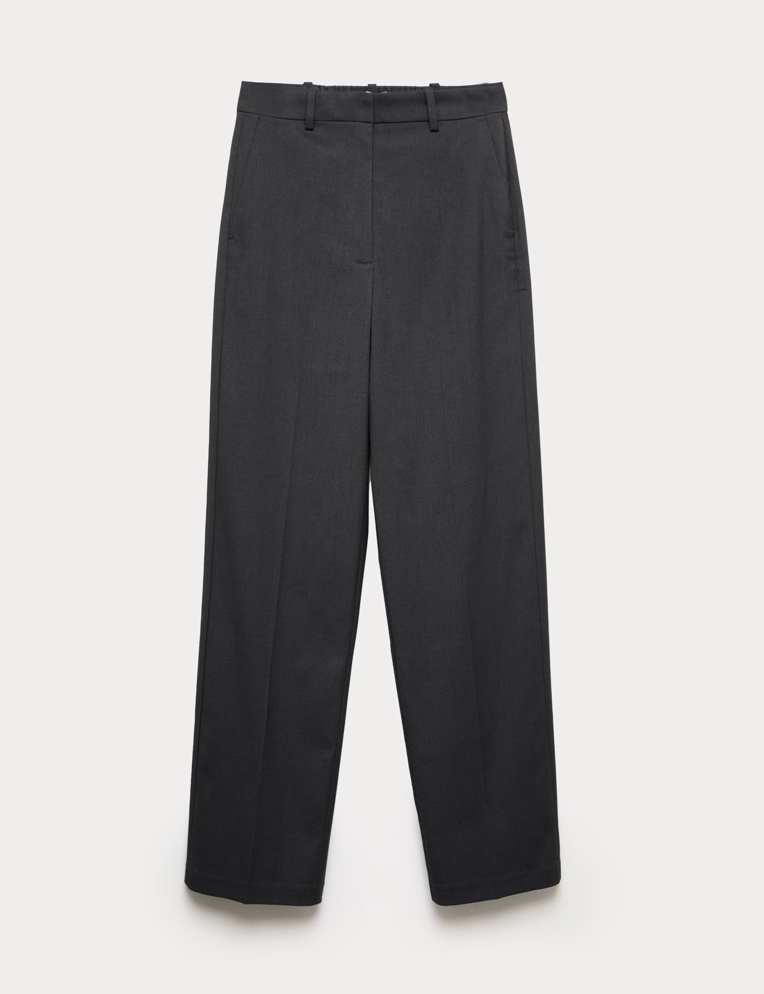 View of M&S Straight Leg Trousers with Stretch in charcoal colour