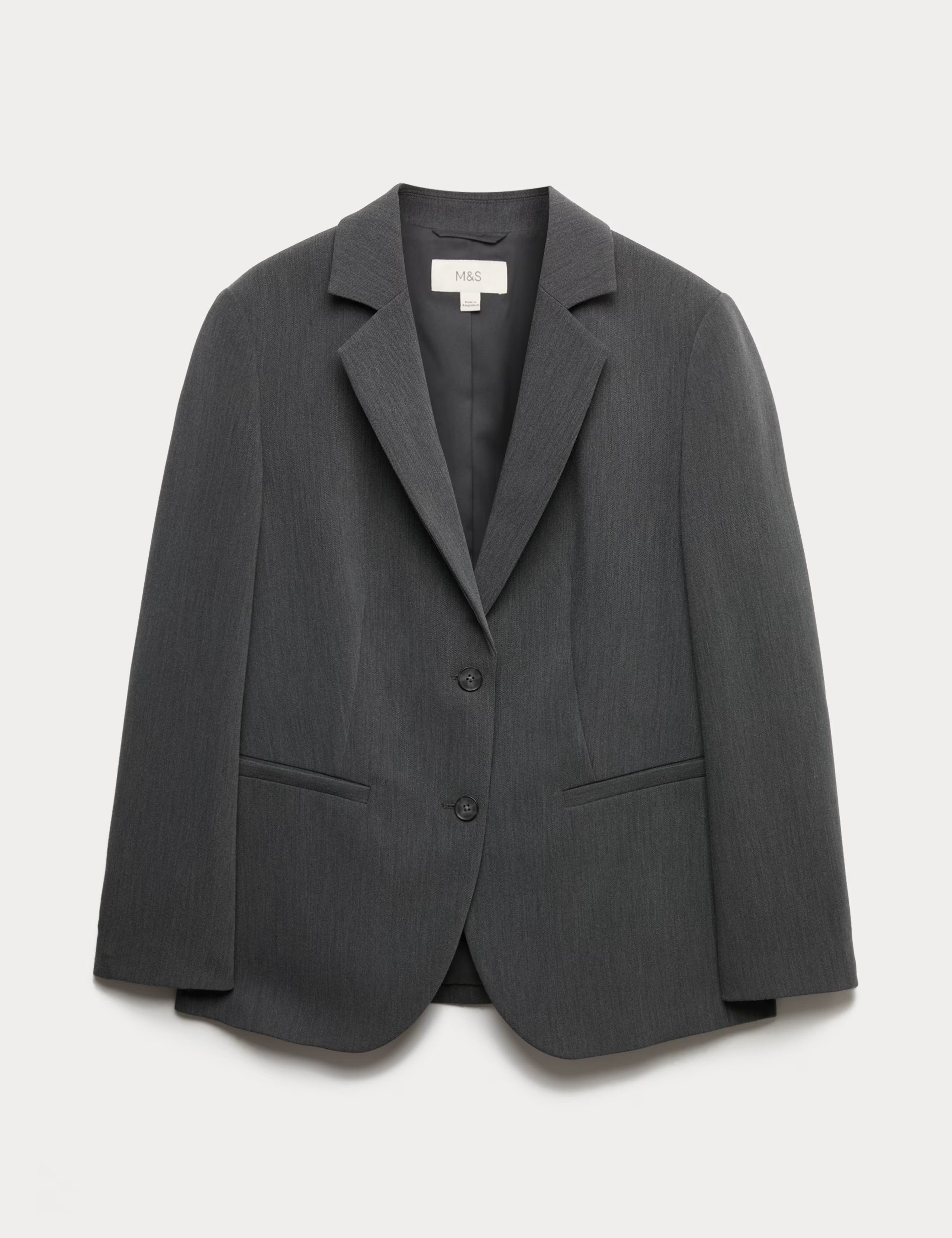 M&S Relaxed Tailored Single-Breasted Blazer in grey colour, a smart option for women's workwear