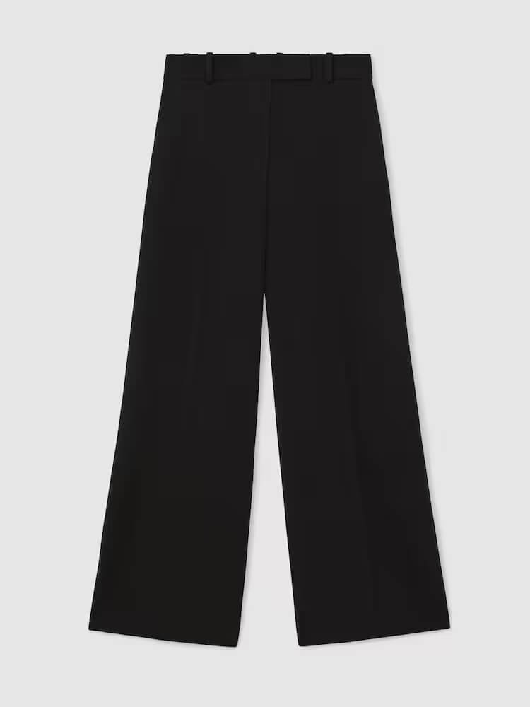 Reiss Gabi wide-leg black trousers, featuring a high waist and belt loops