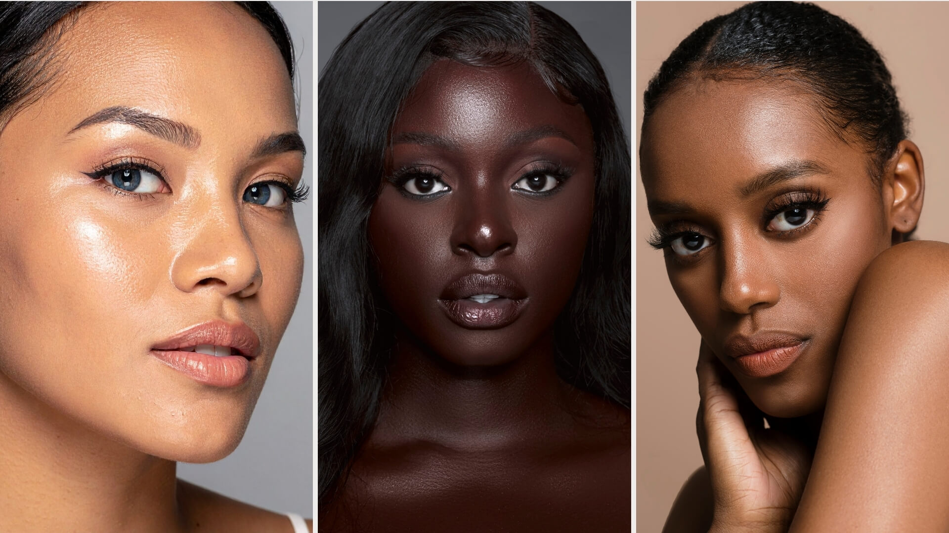 Three model women with lifted eyebrows and defined brow arches illustrating subtle results of a Botox brow lift and non-surgical eyebrow lift treatment.